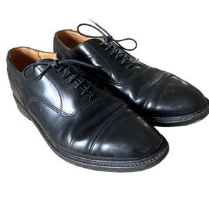 Grenson Men Black Oxford Black Leather Shoes Size 9.5